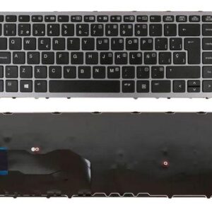 Teclado compatible para portátil HP Elitebook 745 / 750 / 755 / 840 / 850 g2 / Sin Poinstick / Negro marco plata