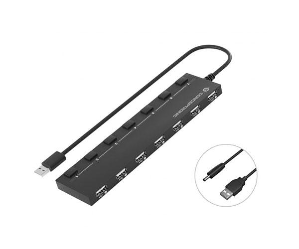 Hub 7 Puertos Usb 2.0 / Conceptronic Hubbies / Negro HUBBIES08B