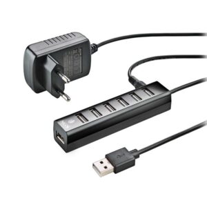 Hub 7 puertos USB 2.0 / NGS Ihub7 Tiny / Alimentado / Incluye Adaptador de Corriente / Negro