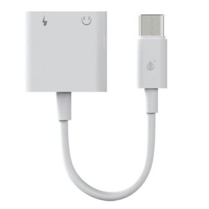 Cable adaptador de audio 2 en 1 Type-c a Jack 3.5mm Hembra + entrada carga / 2.4a / NB1247 / Blanco