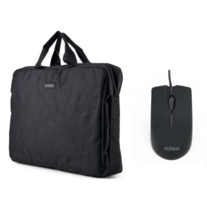 Maletin + Raton USB Nilox / Hasta 15.6" / 1000 Dpi / Asa de mano / Negro / NXBM001