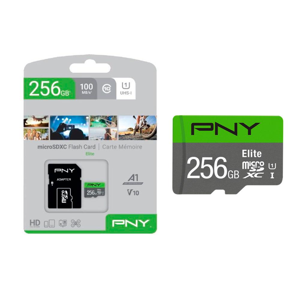 Micro sd xc PNY ELITE uhs-i 256Gb 100mb/s clase 10 Con adaptador / P-SDU256V11100EL-GE