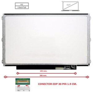 Pantalla compatible para portátil LED 12.5" SLIM 30 Pines HD Brackets laterales