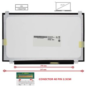 Pantalla compatible para portátil LED 11.6" SLIM 40 Pines HD con Brackets