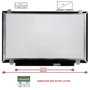 Pantalla compatible para portátil LED 14" SLIM 30 Pines HD+ con Brackets
