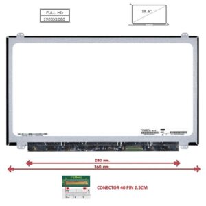 Pantalla compatible para portátil LED 15.6" SLIM 40 Pines FULL HD Con Brackets