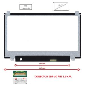 Pantalla compatible para portátil LED 11.6" SLIM 30 Pines HD con Brackets