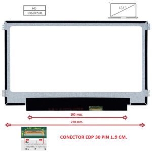 Pantalla compatible para portátil LED 11.6" SLIM 30 Pines HD Brackets laterales