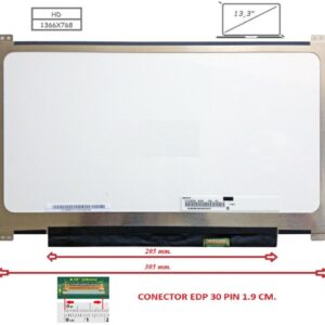 Pantalla compatible para portátil LED 13.3" SLIM 30 Pines HD con Brackets