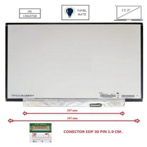 Pantalla compatible para portátil LED 13.3" SLIM 30 Pines HD Sin Brackets Mate