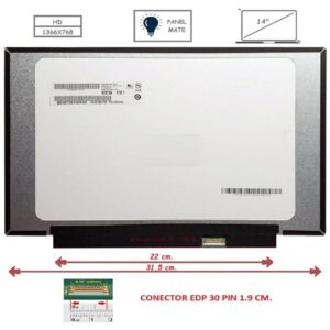 Pantalla compatible para portátil LED 14" SLIM 30 Pines HD sin Brackets Mate