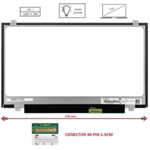 Pantalla compatible para portátil LED 14" SLIM 40 Pines HD+ Con Brackets Brillo