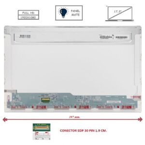 Pantalla compatible para portátil LED 17.3" 30 Pines FULL HD Sin Backets Mate