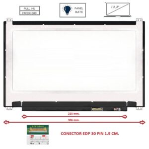 Pantalla compatible para portátil LED 13.3" SLIM 30 Pines FULL HD con Brackets Mate