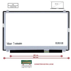 Pantalla compatible para portátil LED 15.6" SLIM 40 Pines HD Con Brackets