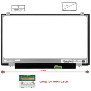 Pantalla compatible para portátil LED 14" SLIM 40 Pines HD Con Brackets