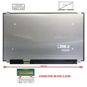 Pantalla compatible para portátil LED 17.3" SLIM 40 Pines UHD Con Brackets