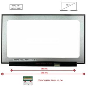 Pantalla compatible para portátil LED 16.1" SLIM 30 Pines FULL HD Sin Brackets