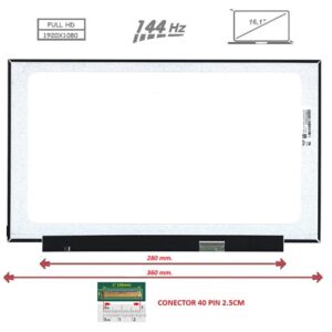Pantalla compatible para portátil LED 16.1" SLIM 40 Pines FULL HD Sin Brackets 144 Hz