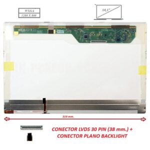 Pantalla compatible para portátil LED 14.1" 30 Pines WXGA Conector Ancho + Backlight