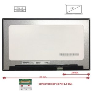 Pantalla compatible para portátil LED 14" SLIM 30 Pines FULL HD Sin Brackets Sin Reborde