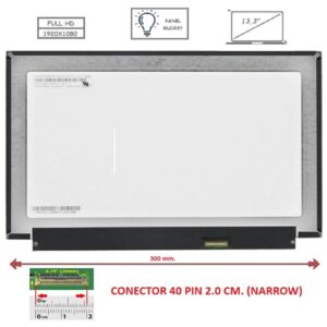 Pantalla compatible para portátil LED 13.3" SLIM 40 Pines FULL HD Sin Brackets Brillo