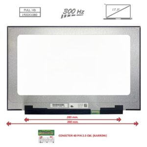 Pantalla compatible para portátil LED 17.3" SLIM 40 Pines FULL HD Sin Brackets 300Hz