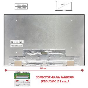 Pantalla compatible para portátil LED 15.6" SLIM 40 Pines FULL HD+ Sin brackets Sin reborde
