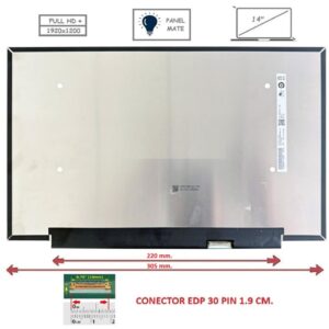 Pantalla compatible para portátil LED 14" SLIM 30 Pines FULL HD+ Sin Brackets Mate