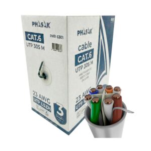 Bobina 305 metros Cat.6 UTP / LSZH Solido / AWG23 / Gris / Phasak PHR 6301