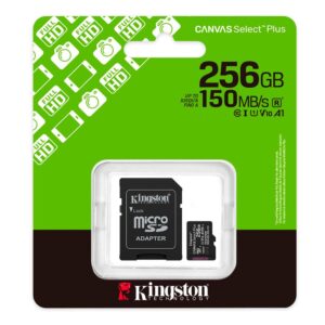 Micro sd xc Kingston uhs-i 256Gb Canvas Select Plus Gen3 150mb/s clase 10 / A1 / con adaptador SDCS3/256GB