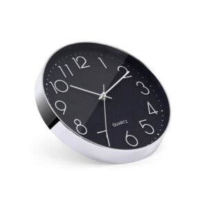 Reloj de pared SH0178  Negro - Plata / 30x30x4cm 12" / Silencioso / Bateria 1xAA / Mayou 5301780