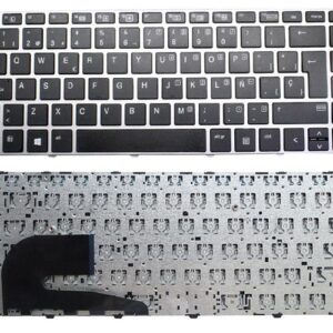 Teclado compatible para portátil HP Elitebook 745 G3 / 745 G4 / 840 G3 / 840 G4 / 848 G4 / Negro marco plata