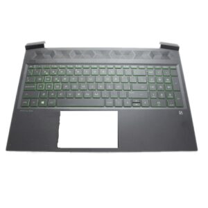 Top case + Teclado compatible para portátil HP 15-EC Negro teclas en verde