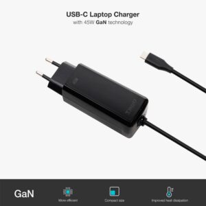 Cargador para portátil universal automático GAN 45W Type-C PD / Tooq / Negro / TQLC-USBCGAN45PD-C