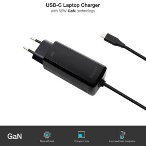 Cargador para portátil universal automático GAN 65W Type-C PD / Tooq / Negro / TQLC-USBCGAN65PD-C