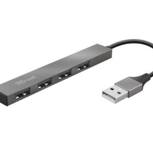 Hub 4 puertos USB 2.0 / Trust Halix / Aluminio / Diseño metalico y compacto  23786