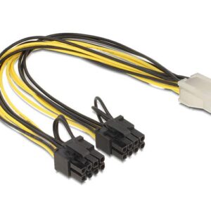 Adaptador alimentacion gráfica 6 pines pci-e a 2x 6+2 Pines Pci-e / 30cm / Delock 83433