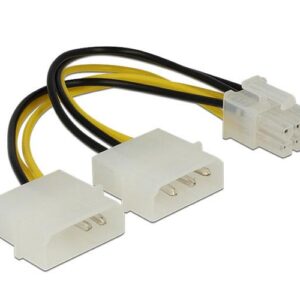 Cable molex gráfica 2x5.25 a 6 pines pci-e / 15cm / Delock 82315