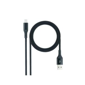Cable datos USB 2.0 a Lightning Iphone 5-12 / 1m / Mallado / Negro / Nanocable 10.10.0401-cobk