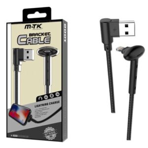Cable datos USB 2.0 a Lightning Iphone 5-12 / 1m / 2a / BT655 con soporte / negro / Mtk