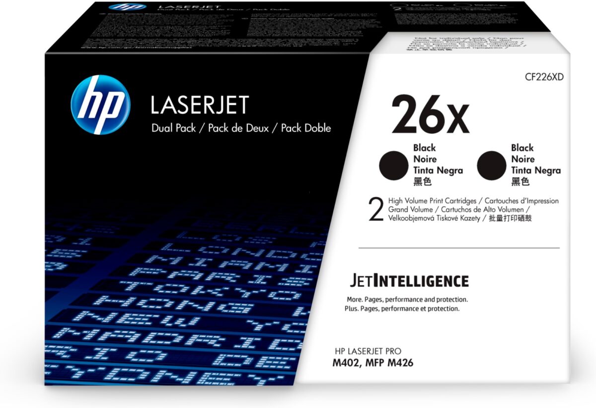 Pack 2 unidades tóner originales hp cf226xd negro 26x 18.000 páginas