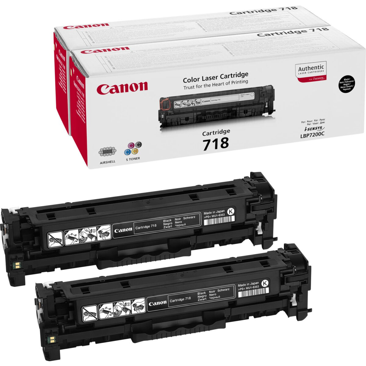 Pack 2 unidades tóner original canon crg-718bk negro 3.400 páginas