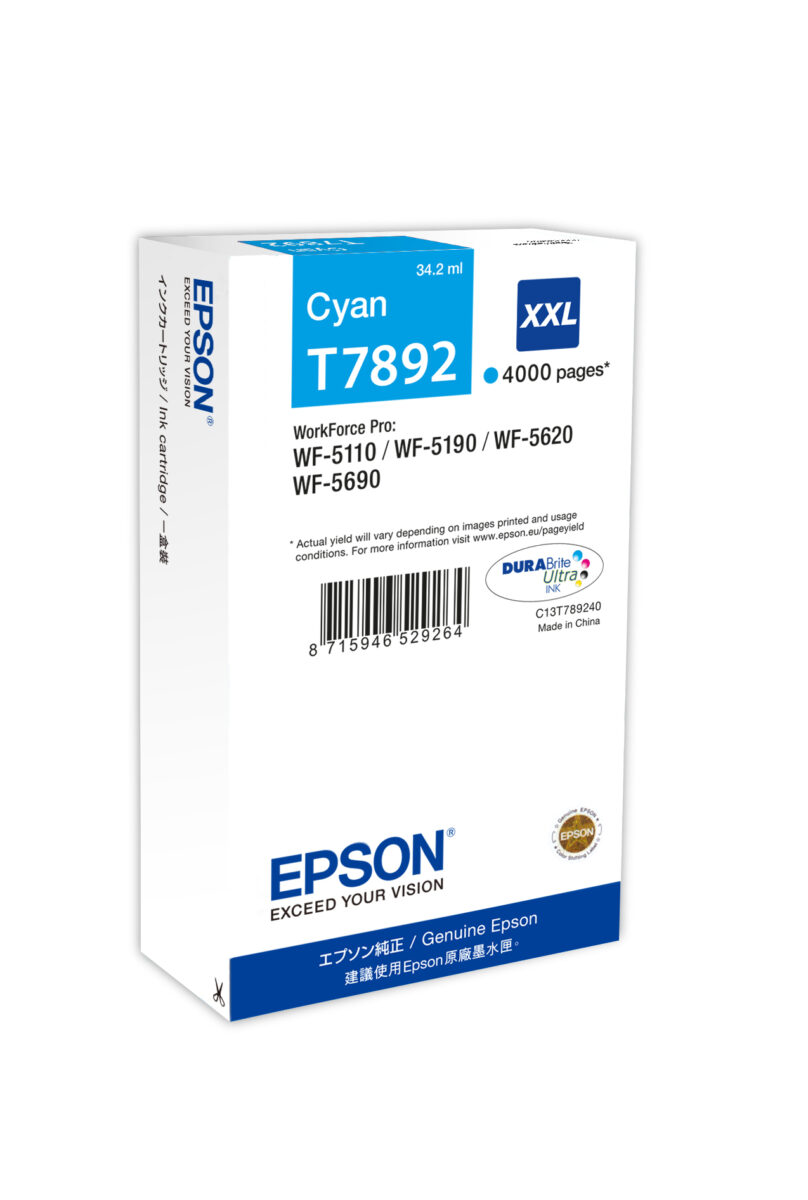 Tinta original epson t7892 xxl cian c13t789240 34.2ml