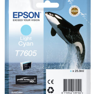 Tinta original epson t7605 cian claro c13t76054010 25.9ml