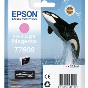 Tinta original epson t7606 magenta claro c13t76064010 25.9ml