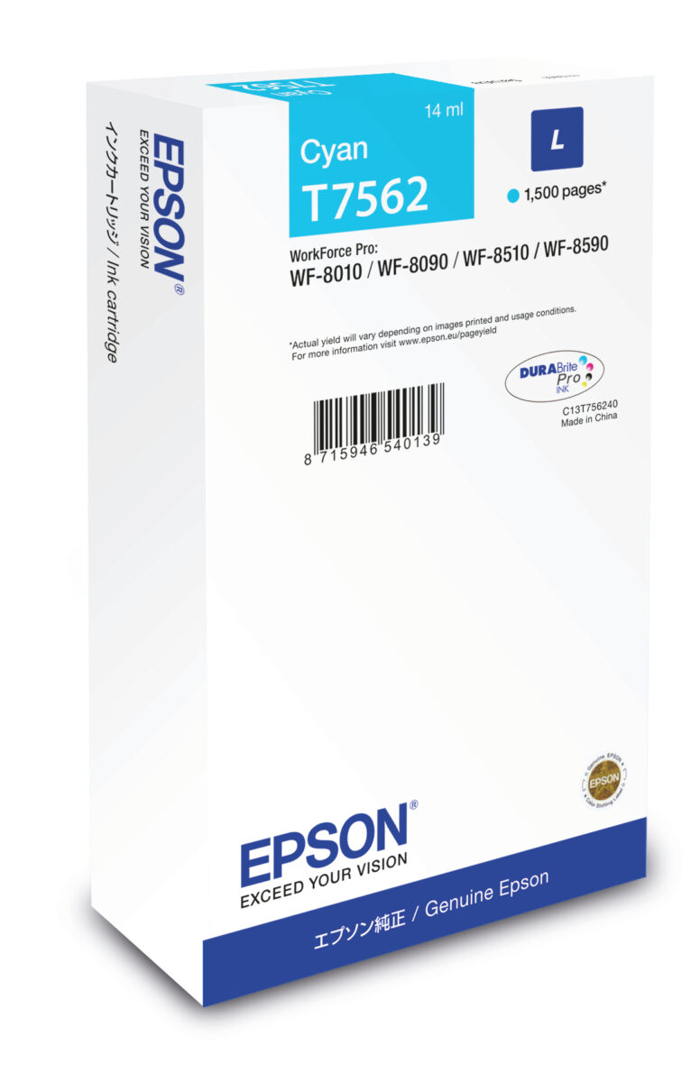 Tinta original epson t7562 cian l c13t756240 14ml