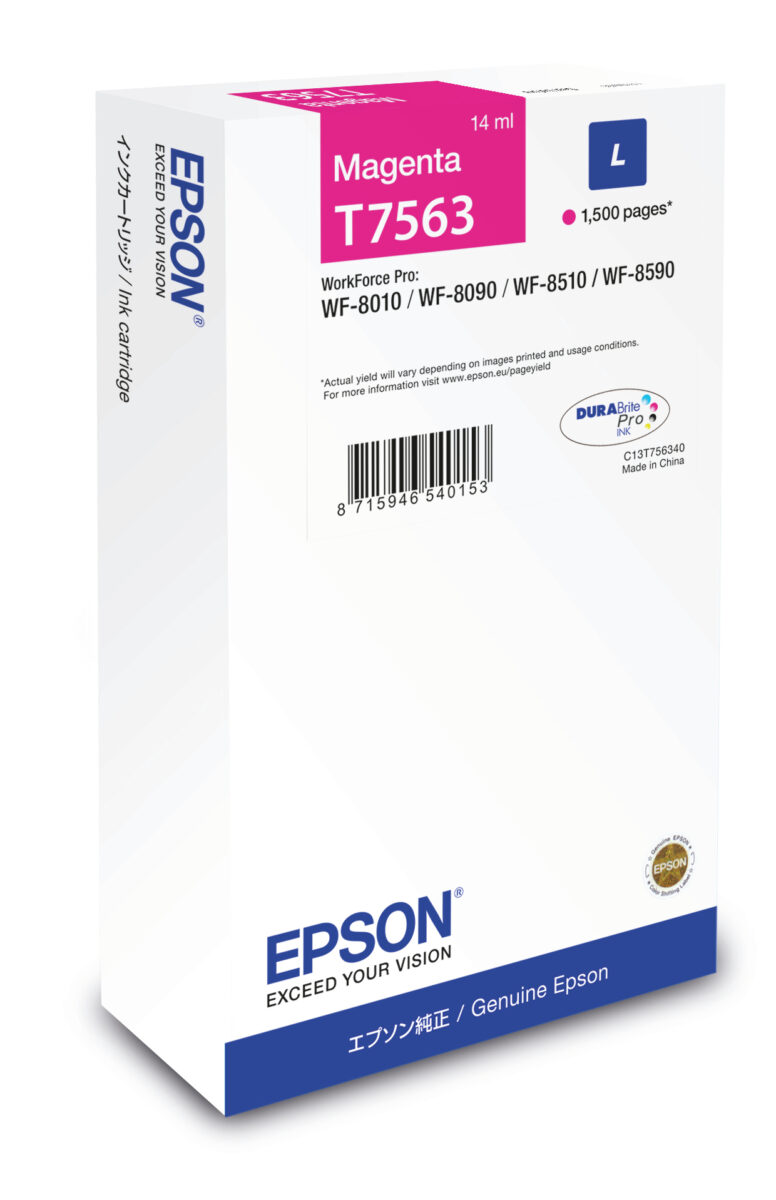 Tinta original epson t7563 magenta l c13t756340 14ml