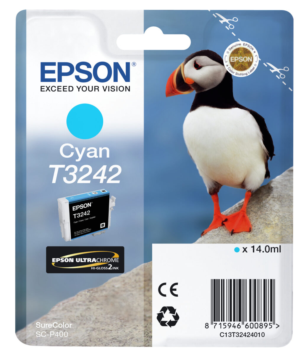 Tinta original epson t3242 cian c13t32424010 14ml