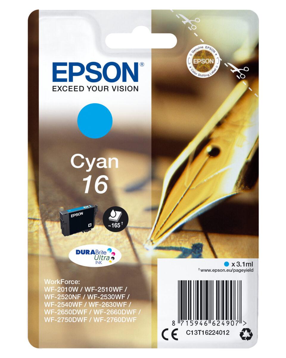 Tinta original epson t1622 cian c13t16224012 3.1ml
